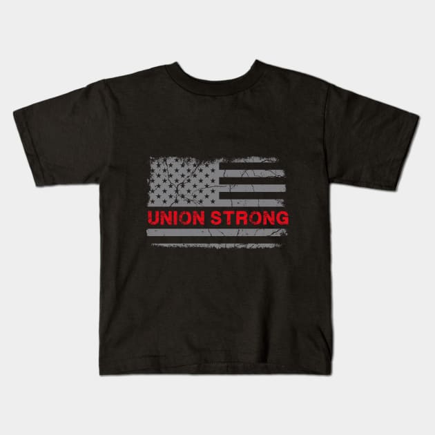 Union Strong American Flag Kids T-Shirt by Voices of Labor